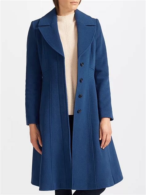 John Lewis Fit And Flare Coat, Blue .